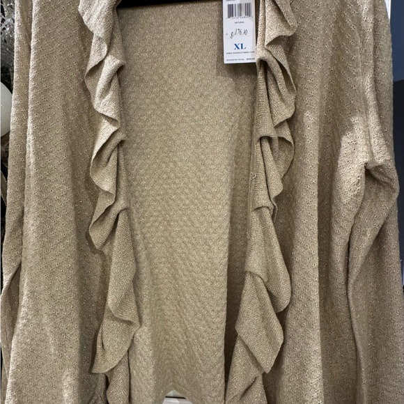 Dana Buchman Sweaters - Dana Buchman Gold Ruffle Cardigan